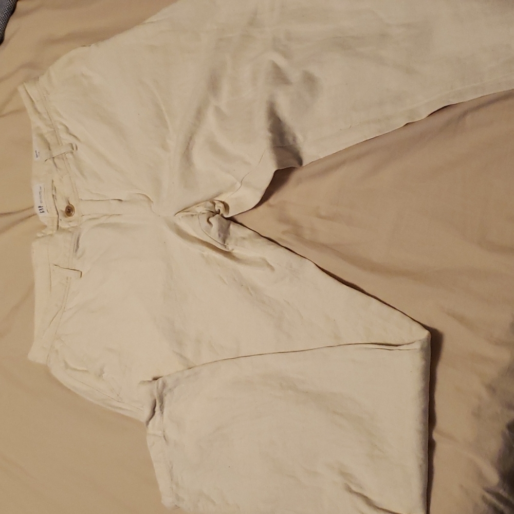 Mens Gap Beige Slim Linen Pants 33x32